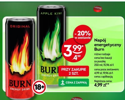 Napój energetyczny Burn, różne rodzaje promocja w Żabka