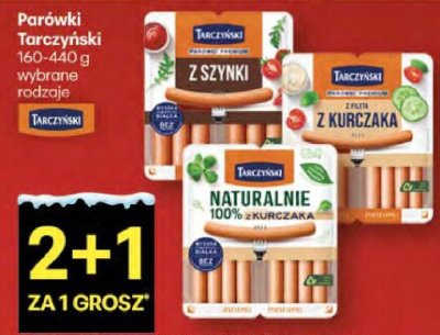 Parówki Tarczyński wybrane rodzaje promocja w Delikatesy Centrum