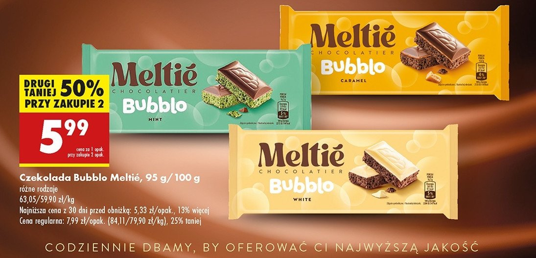 Czekolada bubblo caramel Meltie promocja
