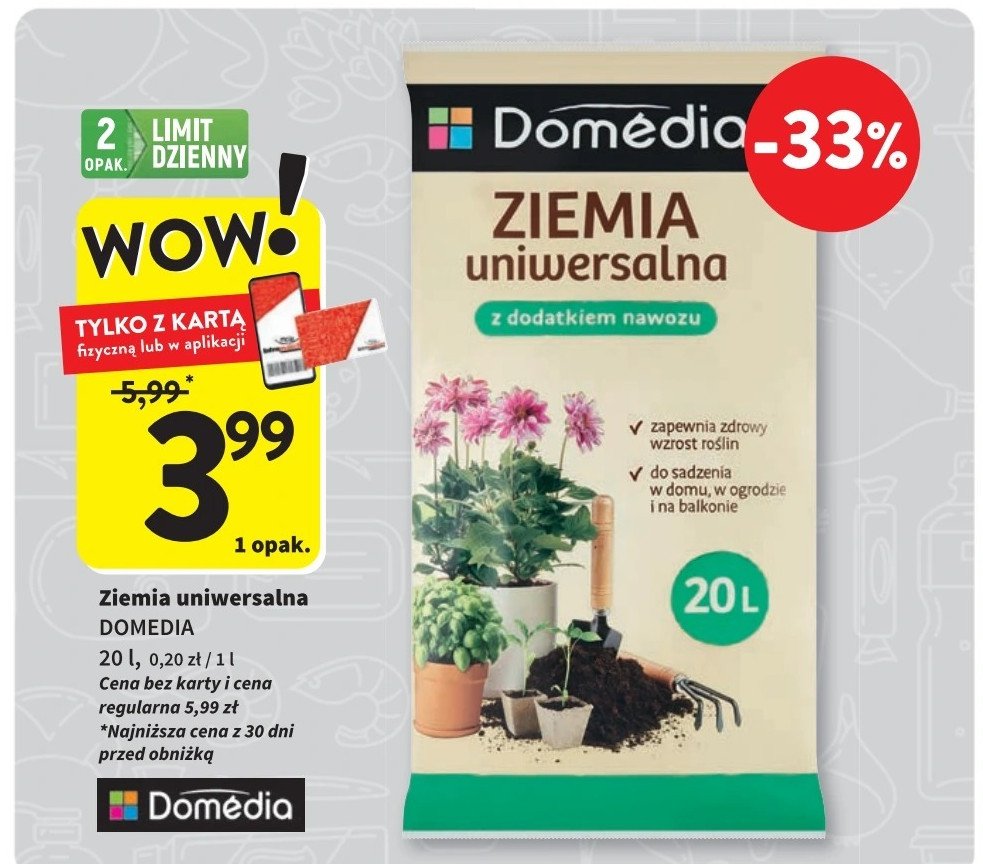 Ziemia uniwersalna 20 l DOMEDIA promocja w Intermarche