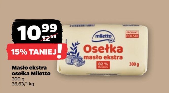 Masło extra osełka Miletto promocja