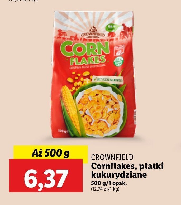 Płatki kukurydziane Crownfield corn flakes promocja