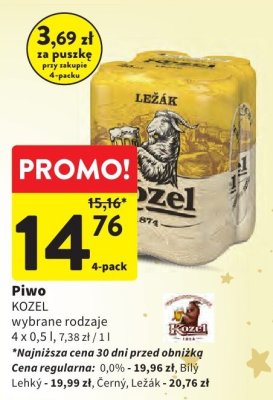 Piwo Kozel wybrane rodzaje promocja w Intermarche