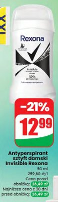 Antyperspirant sztyft damski Invisible Rexona promocja w Dino