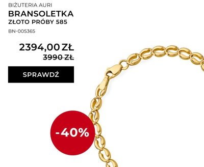 Bransoletka złoto próby 585 promocja w Briju