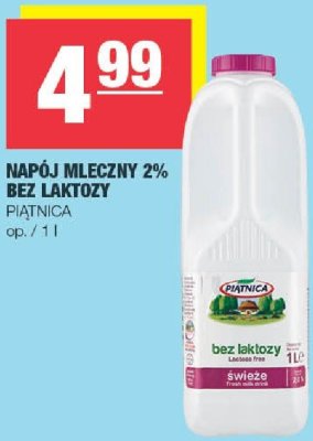 Napój mleczny 2% bez laktozy Piątnica promocja w SPAR