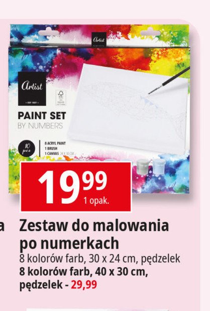 Zestaw malowanie po numerach 24 x 30 cm ARTIST promocja