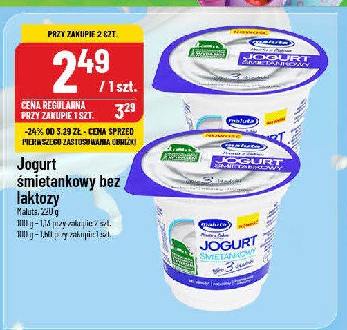 Jogurt śmietankowy bez laktozy Maluta promocja w POLOmarket