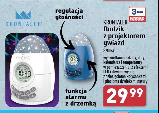 Budzik projektor gwiazd Krontaler promocja