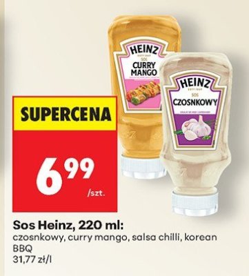 Sos Heinz, 220 ml: czosnkowy, curry mango, salsa chilli, korean BBQ promocja w Biedronka