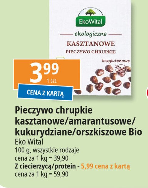 Pieczywo chrupkie z ciecierzycą bio bezglutenowe Ekowital promocja