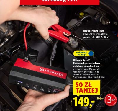 Rozrusznik samochodowy mobilny z powerbankiem Ultimate Speed promocja w Lidl
