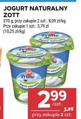 Jogurt naturalny Zott Prima promocja w Stokrotka