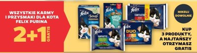 Wszystkie karmy i przysmaki dla kota Felix 2+1 GRATIS promocja w Netto
