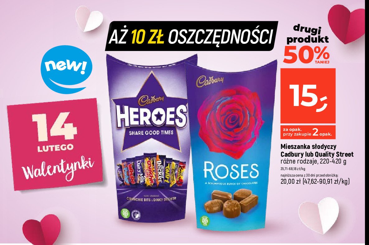 Czekoladki roses Cadbury promocja