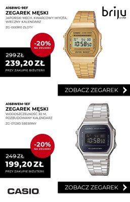 Zegarek męski CASIO A168WEM-1EF ZG-011283 srebrny promocja w Briju