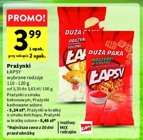 Prazynki karbowane solone Łapsy promocja