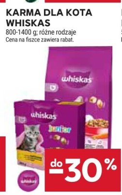 Karma dla kota WHISKAS 300 g; 14,00 g, różne rodzaje promocja w Stokrotka