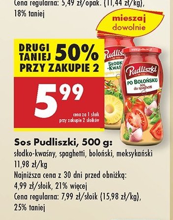 Sos do spaghetti meksykański Pudliszki promocja w Biedronka