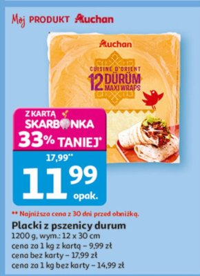 Placki z pszenicy durum Auchan promocja w Auchan
