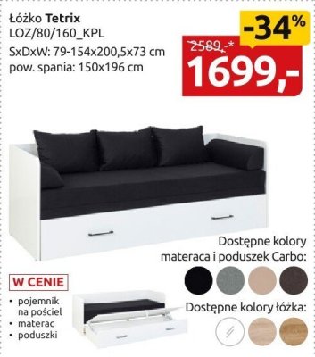 Łóżko Tetrix LOZ/80/160_KPL promocja w Black Red White