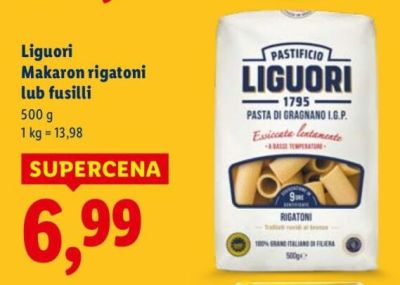 Makaron rigatoni Liguori promocja w Lidl