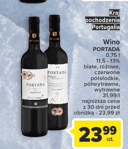 Wino Portada reserva dry promocja