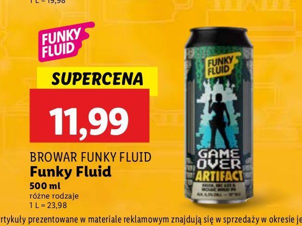 Piwo Browar funky fluid game over artifact promocja w Lidl