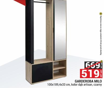 Garderoba MILO 100x189,4x33 cm, kolor dąb artisan, czarny promocja w Merkury Market