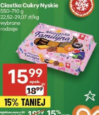 Ciastka Cukry Nyskie 550-710g promocja w Delikatesy Centrum