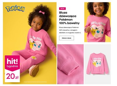 Bluza dziewczęca Pokémon 100% bawełny promocja w Pepco