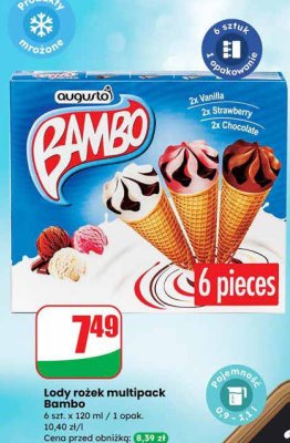 Lody rożek multipack 6 szt. Bambo promocja w Dino