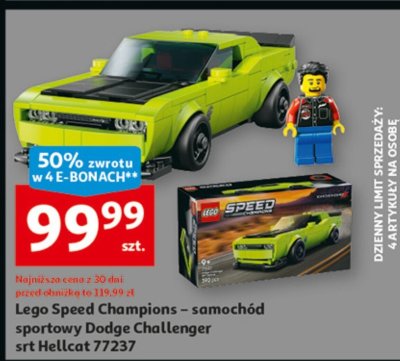 Lego Speed Champions – samochód sportowy Dodge Challenger srt Hellcat 77237 promocja w Auchan