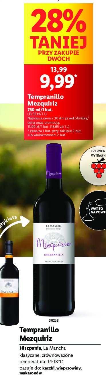 Wino Mezquiris la mancha tempranillo promocja w Lidl