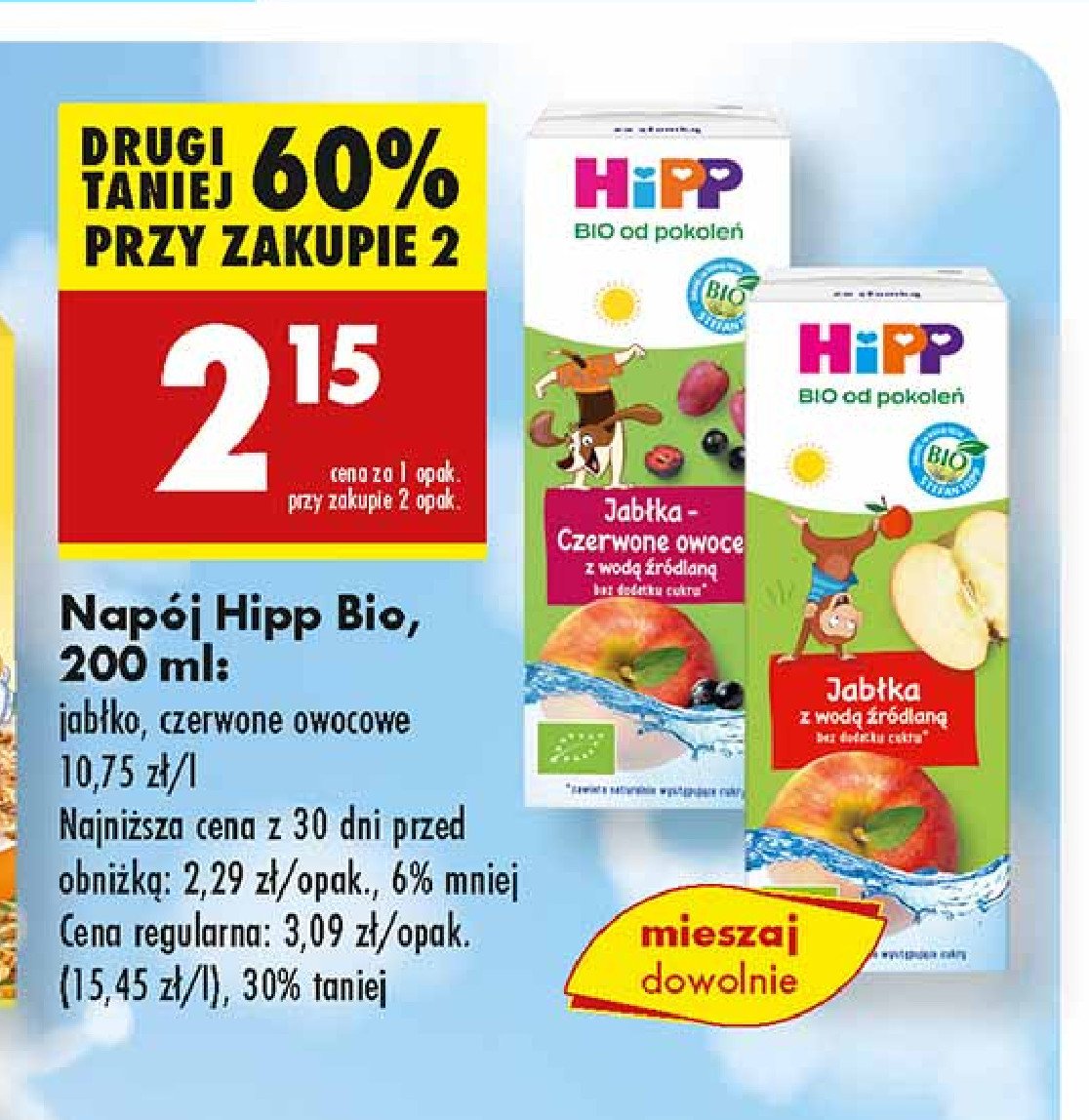 Nap贸j jab艂kowy Hipp bio promocja