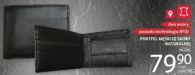 Portfel męski ze skóry naturalnej z technologią RFID promocja w Selgros