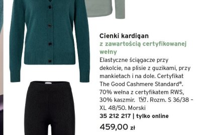 Kardigan cienki z zawartością certyfikowanej wełny promocja w Tchibo