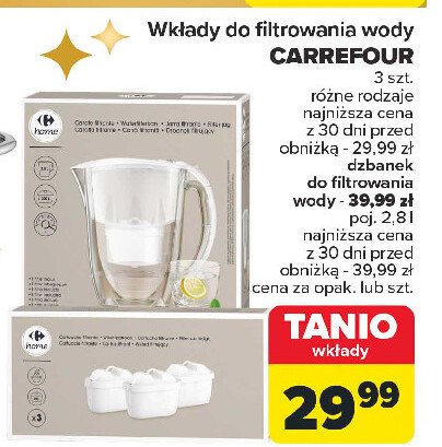 Wkłady do filtrowania wody Carrefour promocja w Carrefour Market