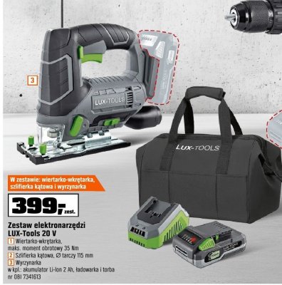 Zestaw elektronarzędzi LUX-Tools 20 V promocja w OBI