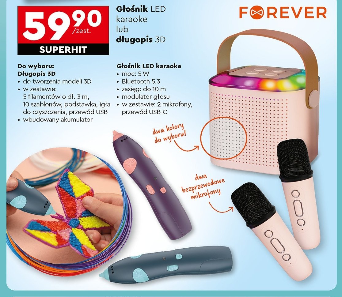 Głośnik led karaoke Forever promocja