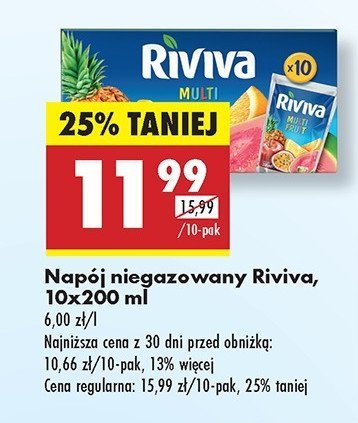 Napój multifruit Riviva promocja w Biedronka