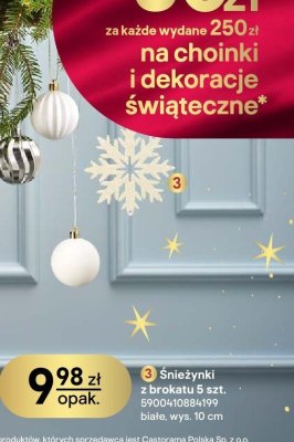 Śnieżynki z brokatu 5 szt. białe, wys. 10 cm promocja w Castorama