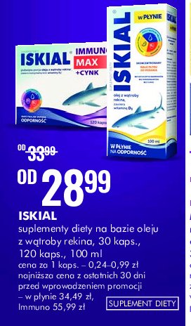 Kapsułki olej z wątroby rekina immuno max+cynk Iskial promocja