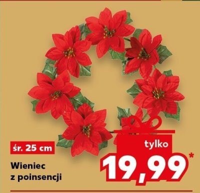Wieniec dekoracyjny z poinsecji śr. 25 cm promocja w Kaufland