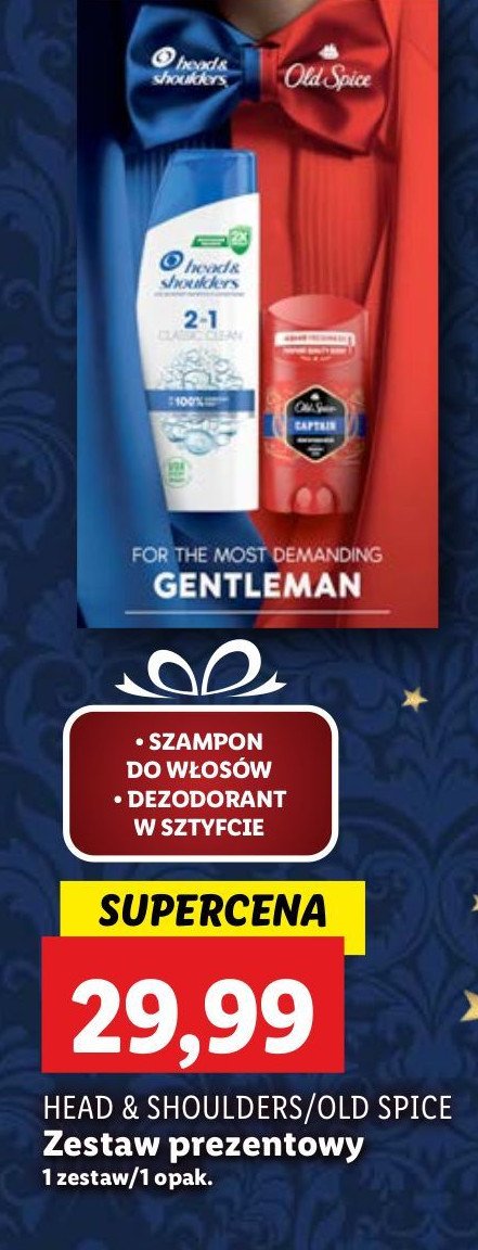 Zestaw w pudełku szampon do włosów classic clean 330 ml + dezodorant w sztyfcie captain 50 ml Head&shoulders + old spice zestaw promocja