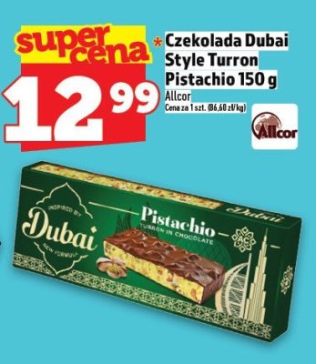 Czekolada Dubai Style Turron Pistachio 150 g promocja w TOPAZ