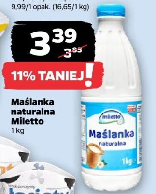 Maślanka naturalna Miletto promocja w Netto