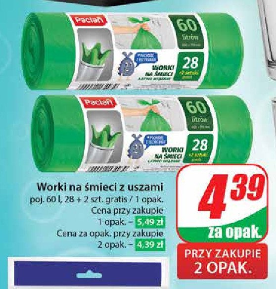 Worki na śmieci z uszami 60l Paclan promocja