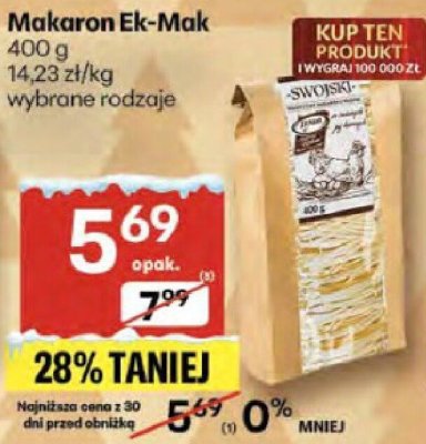 Makaron Ek-Mak wybrane rodzaje promocja w Delikatesy Centrum