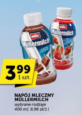 Napój mleczny Müllermilch wybrane rodzaje 400 ml 9.98 zł/l promocja w Groszek